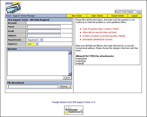 New ticket form